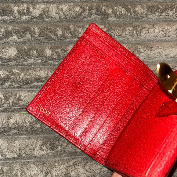 Vintage GUCCI Bifold belt wallet Leather RED - Picture 3 of 6